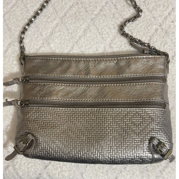 The Sak Handbags - The Sak Crossbody Purse.  Metallic Copper Color. 2 Front Zippers. Top Zip